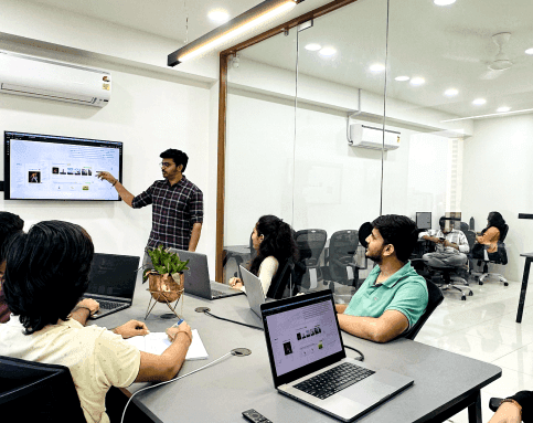 The TechEniac team together in the office